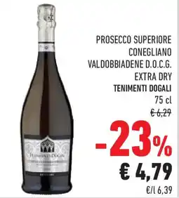 Conad Superstore Prosecco superiore conegliano valdobbiadene d.o.c.g. extra dry TENIMENTI DOGALI offerta