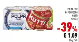Conad Polpa fine di pomodoro MUTTI offerta