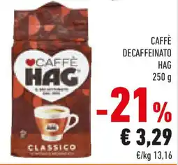 Conad Caffè decaffeinato HAG offerta