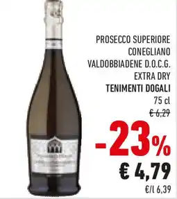 Conad Prosecco superiore conegliano valdobbiadene d.o.c.g. extra dry tenimenti dogali offerta