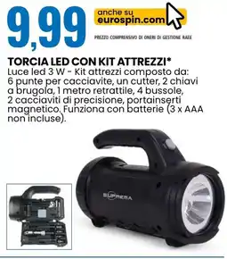 Eurospin Torcia led con kit attrezzi offerta