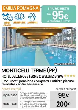 Eurospin Monticelli terme (pr) hotel delle rose terme & wellness spa offerta
