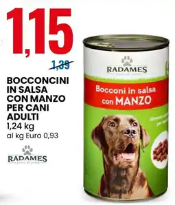 Eurospin Bocconcini in salsa con manzo per cani adulti RADAMES offerta