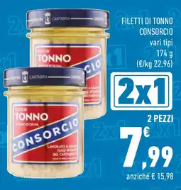 Conad Filetti di tonno CONSORCIO vari tipi offerta