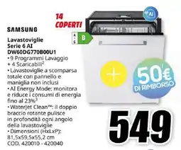 MediaWorld SAMSUNG Lavastoviglie Serie 6 AI DW60DG770B00U1 offerta