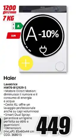 MediaWorld Haier Lavatrice HW70-B12929-S offerta