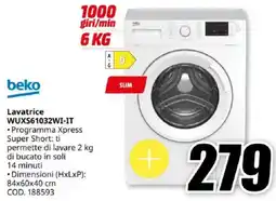 MediaWorld beko Lavatrice WUXS61032WI-IT offerta
