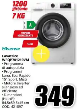 MediaWorld Hisense Lavatrice WFQP701219VM offerta