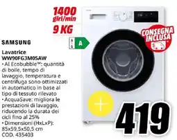 MediaWorld SAMSUNG Lavatrice WW90FG3M05AW offerta