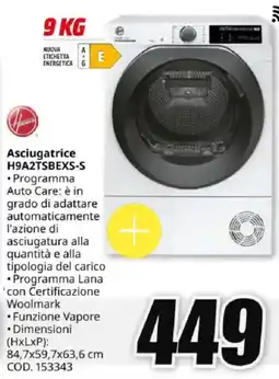 MediaWorld Hoover Asciugatrice H9A2TSBEXS-S offerta