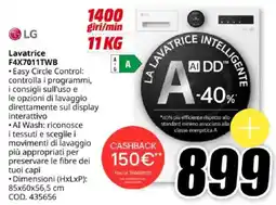 MediaWorld LG Lavatrice F4X7011TWB offerta