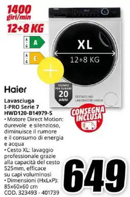 MediaWorld Haier Lavasciuga I-PRO Serie 7 HWD120-B14979-S offerta