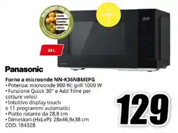 MediaWorld Panasonic Forno a microonde NN-K36NBMEPG offerta