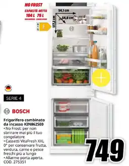 MediaWorld BOSCH Frigorifero combinato da incasso KIN862SEO offerta
