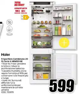 MediaWorld Haier Frigorifero Combinato 2D 55 Serie 6 HBW5518E offerta