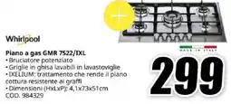 MediaWorld Whirlpool Piano a gas GMR 7522/IXL offerta
