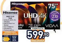 Unieuro Hisense SMART TV LED 75A6N offerta