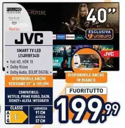 Unieuro JVC SMART TV LED LT40VRF345I offerta