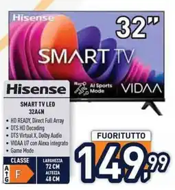 Unieuro Hisense SMART TV LED 32A4N offerta