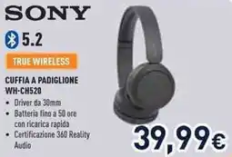Unieuro SONY CUFFIA A PADIGLIONE WH-CH520 offerta