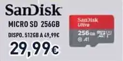 Unieuro SanDisk MICRO SD 256GB offerta