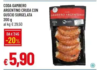 Famila CODA GAMBERO ARGENTINO CRUDA CON GUSCIO SURGELATA offerta