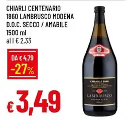 Famila CHIARLI CENTENARIO 1860 LAMBRUSCO MODENA D.O.C. SECCO / AMABILE offerta