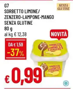 Famila G7 SORBETTO LIMONE/ZENZERO-LAMPONE-MANGO SENZA GLUTINE offerta