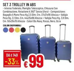 Famila SET 3 TROLLEY IN ABS offerta