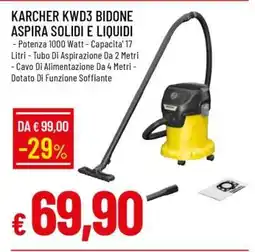 Famila KARCHER KWD3 BIDONE ASPIRA SOLIDI E LIQUIDI offerta