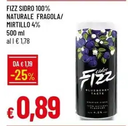 Famila FIZZ SIDRO 100% NATURALE FRAGOLA/MIRTILLO 4% offerta