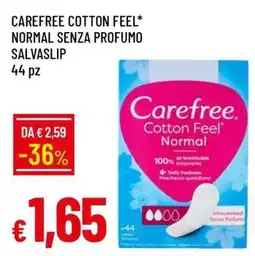 Famila CAREFREE COTTON FEEL* NORMAL SENZA PROFUMO SALVASLIP offerta