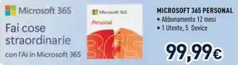Unieuro MICROSOFT 365 PERSONAL offerta
