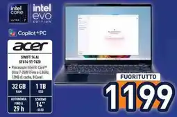 Unieuro acer SWIFT 14 AI SFG14-51-7620 offerta