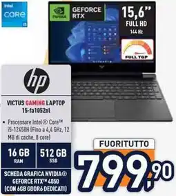 Unieuro hp VICTUS GAMING LAPTOP 15-fa1052nl offerta