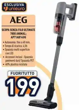 Unieuro AEG SCOPA SENZA FILO ULTIMATE 7000 ANIMAL; AP71AB14UG offerta