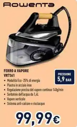 Unieuro Rowenta FERRO A VAPORE VR7361 offerta