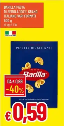 IperFamila Barilla pasta di semola 100% grano italiano vari formati offerta