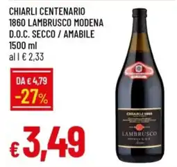 IperFamila Chiarli centenario 1860 lambrusco modena d.o.c. secco / amabile offerta