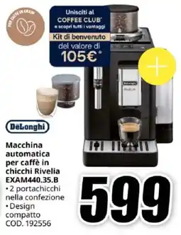 MediaWorld DeLonghi Macchina automatica per caffè in chicchi Rivelia EXAM440.35.B offerta