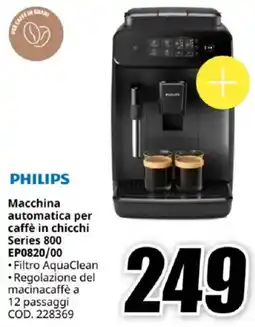 MediaWorld PHILIPS Macchina automatica per caffè in chicchi Series 800 EP0820/00 offerta