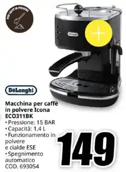 MediaWorld Delonghi Macchina per caffè in polvere Icona ECO311BK offerta