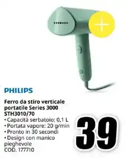 MediaWorld PHILIPS Ferro da stiro verticale portatile Series 3000 STH3010/70 offerta