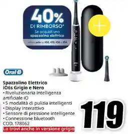 MediaWorld Oral-B Spazzolino Elettrico i06s Grigio e Nero offerta