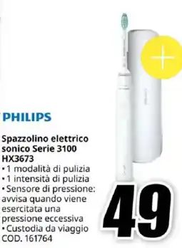 MediaWorld PHILIPS Spazzolino elettrico sonico Serie 3100 HX3673 offerta