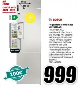 MediaWorld BOSCH Frigorifero Combinato KGN392LAG offerta