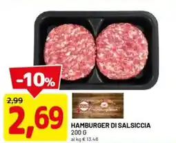DPiù Hamburger di salsiccia offerta