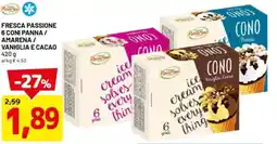 DPiù Fresca passione 6 coni panna / amarena / vaniglia e cacao offerta
