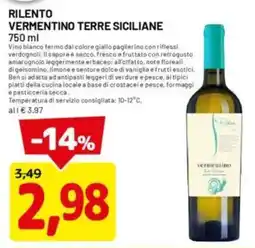 DPiù Rilento vermentino terre siciliane offerta