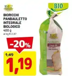 DPiù Bioricchi panbauletto integrale biologico offerta